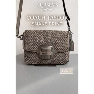 Coach Taylor Snake Print Flap Crossbody Bag Metal Clasp F26036 EUC